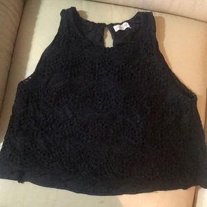 Black lace Maison Jules crop top